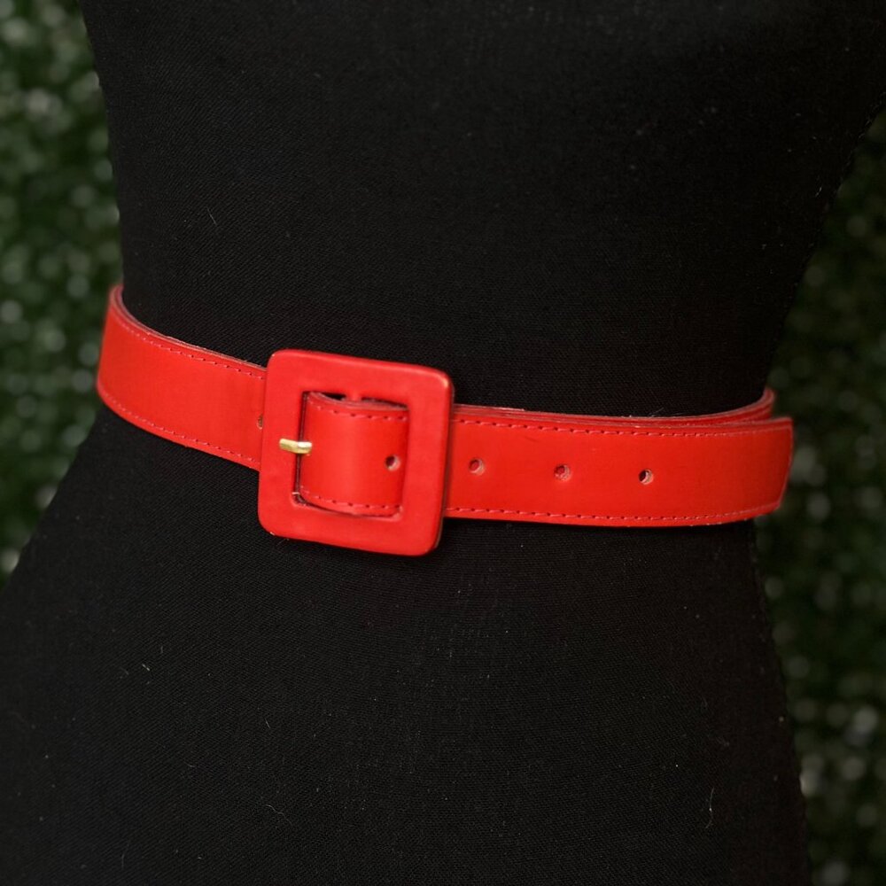 NEW Red Genuine Leather Belt